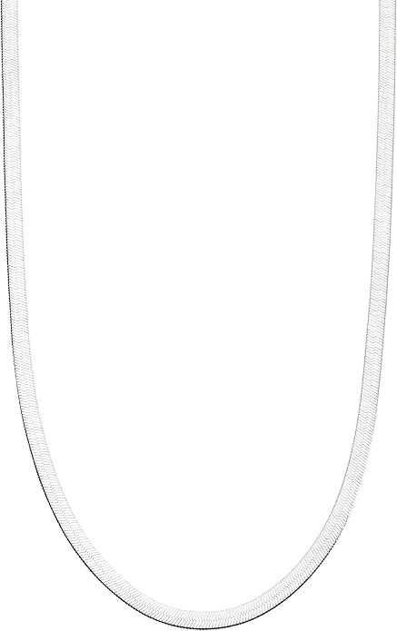 Miabella Italian Solid 925 Sterling Silver, 18Kt Gold Plated 3.5mm Flexible Flat Herringbone Chain Necklace for Women, Made in Italy