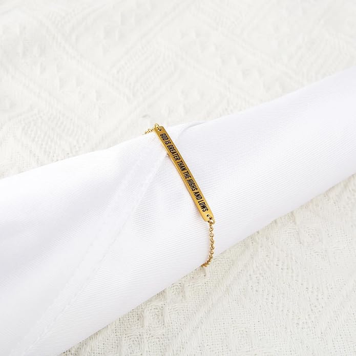 Dont Let The Hard Days Win Bracelet - Gold Hard Day Motivational Bangle Stainless Steel Engraved Words, Inspirational Chain Jewelry Gifts for Women Friend