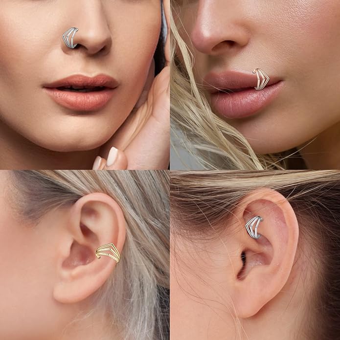 316L Surgical Steel Septum Clicker Ring Nose Ring Hoop Sleeper Hoop Earring Helix Rook Conch Cartilage Daith Tragus Earrings Lobe Nose Piercing Jewelry for Women
