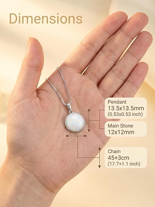 Teardrop Opal Necklace for Women - 925 Sterling Silver October Birthstone Pendant Necklace, Dainty Pear Shape Gemstone Jewelry Gif for Her, Adjustable Box Chain