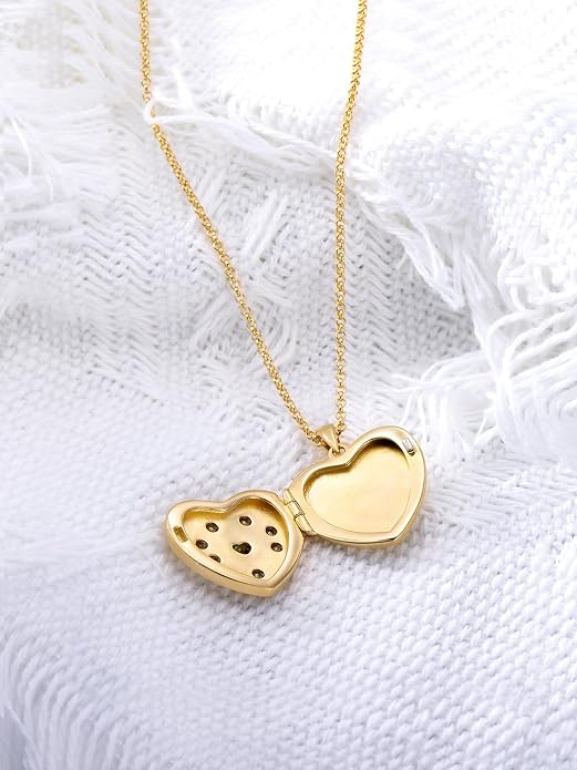 Round/Heart/Oval Shape Locket Necklace That Holds Pictures 925 Sterling Silver Personalized Birthstone Photos Engraved Locket Pendant Birthday Memorial Jewelry Gift for Women