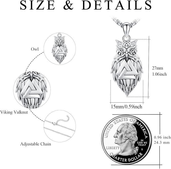Viking Necklace for Men 925 Sterling Silver Rune Amulet Pendant Nordic Necklace Viking Jewelry Gift for Father Husband Son