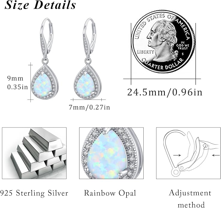 Trendy Dangle Earrings for Women Teen Girls Sterling Silver 12 Birthstone Earrings Minimalist Hypoallergenic Earrings for Sensitive Ears Jewelry Gifts