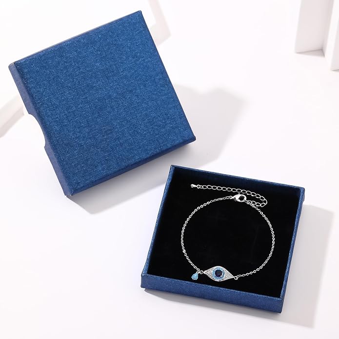 Evil Eye Bracelets for Women Gold Plated Dainty Chain Zirconia Turquoise Charm Adjustable Protective Lucky Link Bracelet Jewelry for Best Friends Sister Travel Birthday Just Because Gift