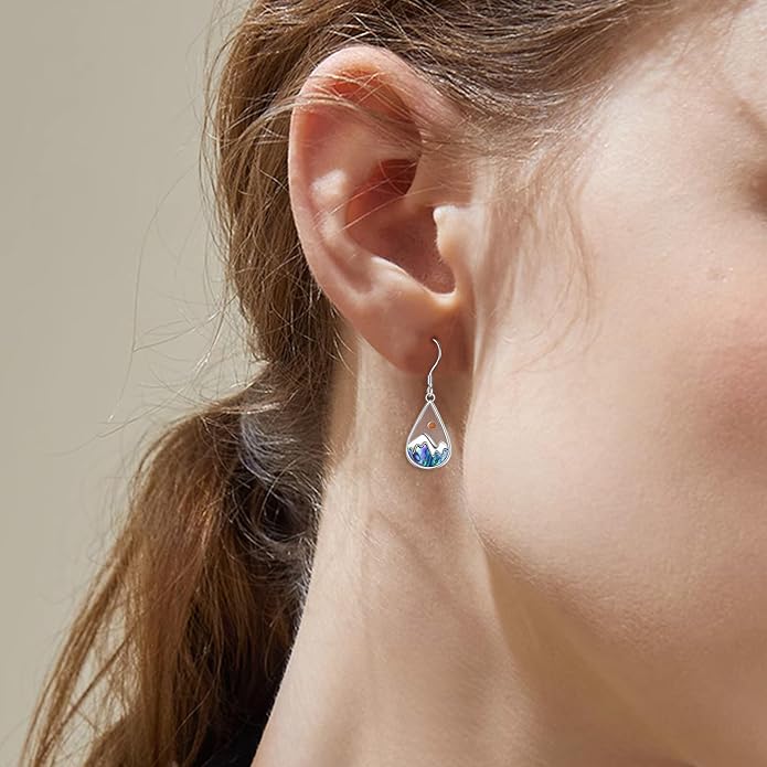 AOBOCO Mustard Seed Earrings for Women Sterling Silver Mountain Cross Earrings Dangle Christian Religion Jewelry Mothers Day Birthday for Mom Wife Friends