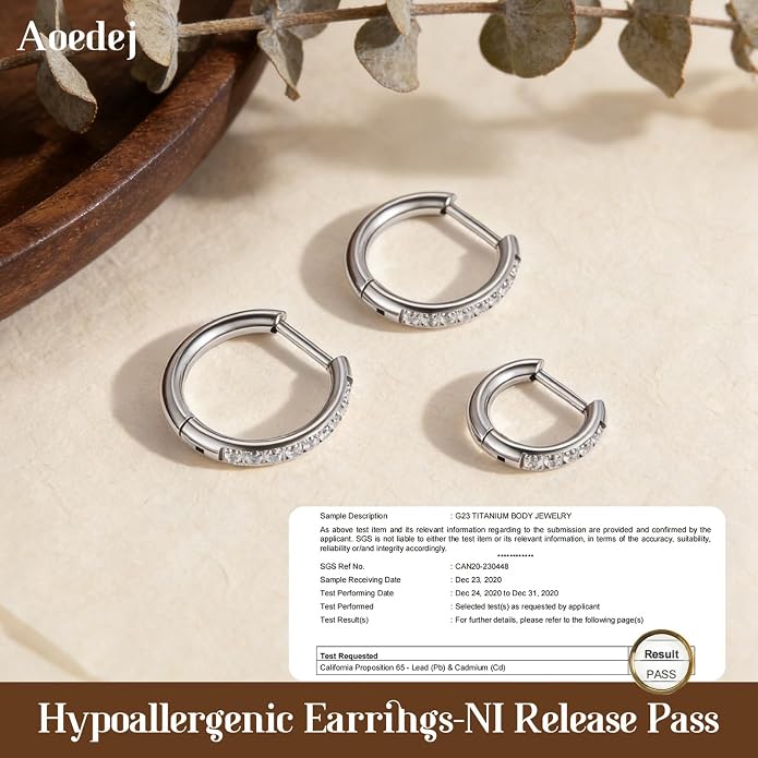AOEDEJ G23 Titanium Hoop Earrings 18G Small Huggie Earrings Medical Grade Titanium Earring 8mm/10mm/12mm Cartilage Earring Hoop for Women Men Sensitive Ears