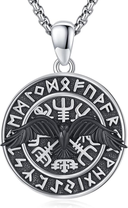 Viking Necklace 925 Sterling Silver Celtic Nordic Runes Amulet Necklace Viking Jewelry for Men Women