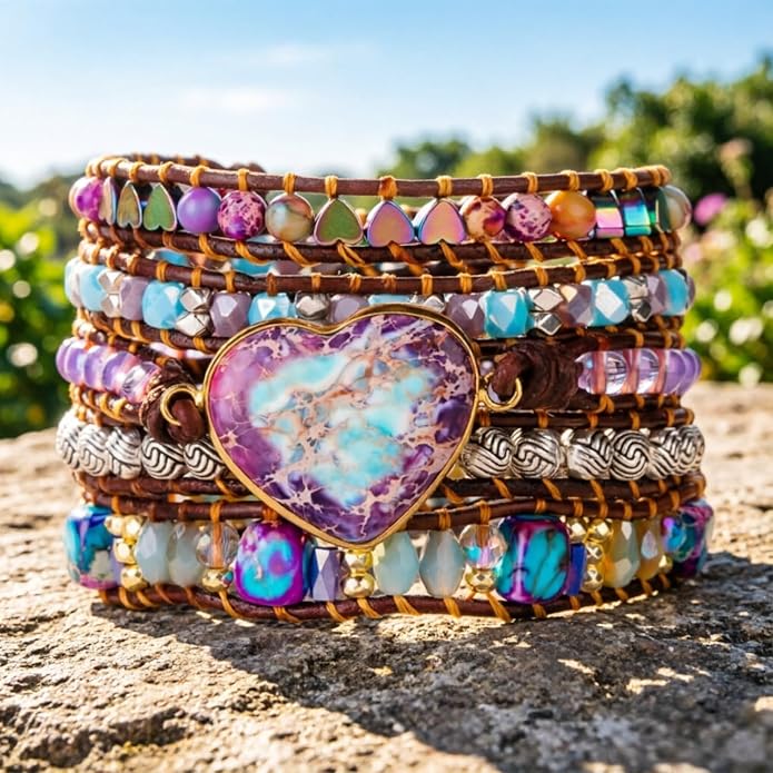 YGLINE Natural Stone Bracelet 3 Wraps Bracelet Handmade Boho Bracelet for Women Bracelet