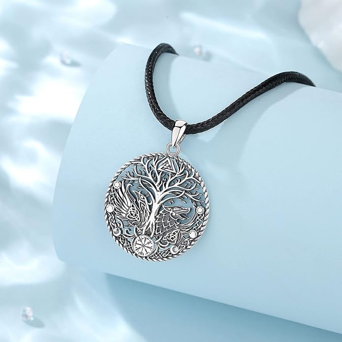 Vito 925 Sterling Silver Viking Necklace for Women Men, Viking Dragon/Wolf/Horse/Tree of Life Pendant Norse Amulet Nordic Jewelry for Men