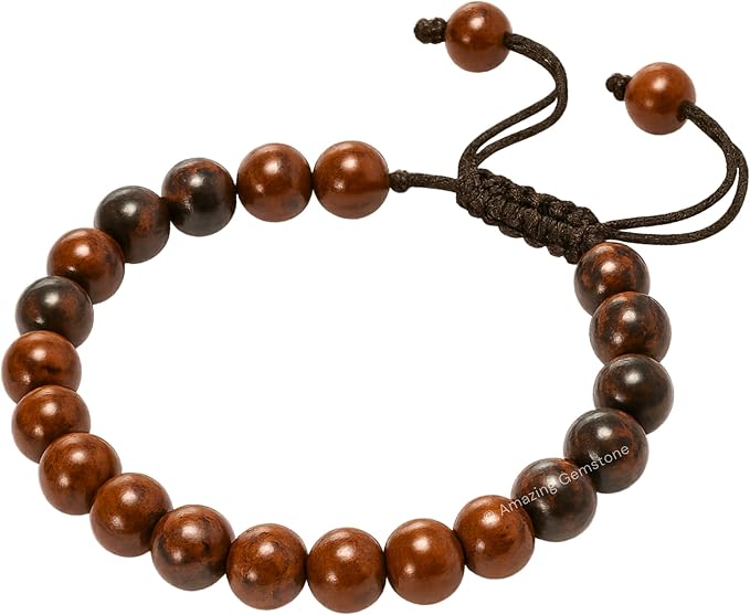 Amazing Gemstone Mahogany Obsidian Bracelet for Women Men's Gifts - Protection Healing Crystal Bracelet - 8mm Gemstones Beaded Adjustable Bracelet Pulseras para Hombres Mujer Stocking Stuffers
