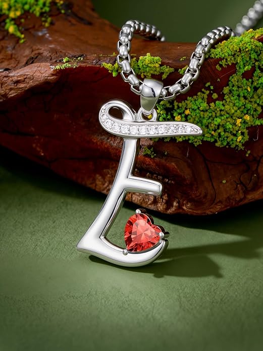 Birthday Gifts for Women Alphabet A to Z Initial Birthstone Pendant Necklaces for Women - 18k White Gold Plated Personalized Name Jewelry Anniversary Graduation Gifts for Wife Her Daughter Girlfriend(with Gift Box)