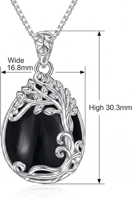 Teardrop Moonstone Necklace for Women Tree of Life/Filigree Birthstone Pendant Necklace Jewelry