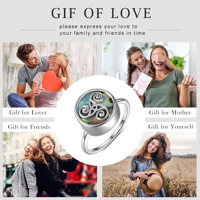 Eternity Celtic Knot Urn Ring for Ashes 925 Sterling Silver Abalone Shell Urn Ring Memorial Keepsake Cremation Rings for Women