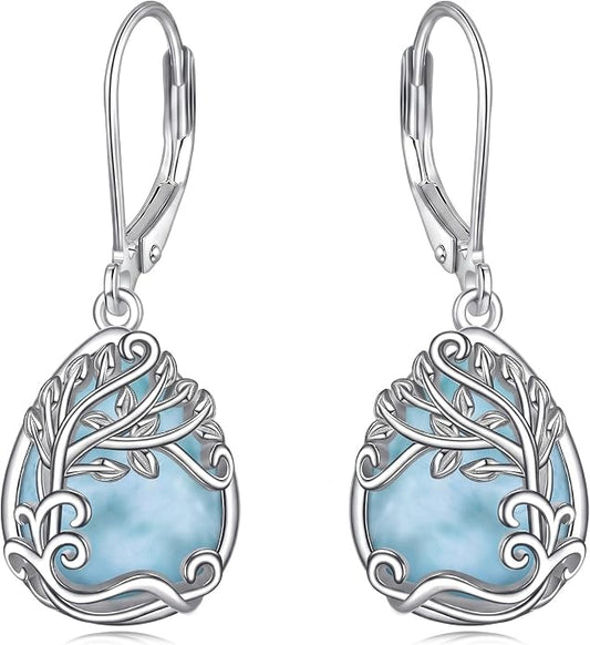 Teardrop Tree of Life/Filigree Earrings for Women Dangle Leverback Earrings Jewelry Gift Anniversary For Her