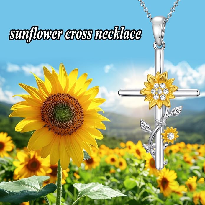 HPQQ Cross Necklace 925 Sterling Silver Turquoise Tree of Life Celtic Knot Cross Pendant Jewelry Mother's Day Gifts for Women