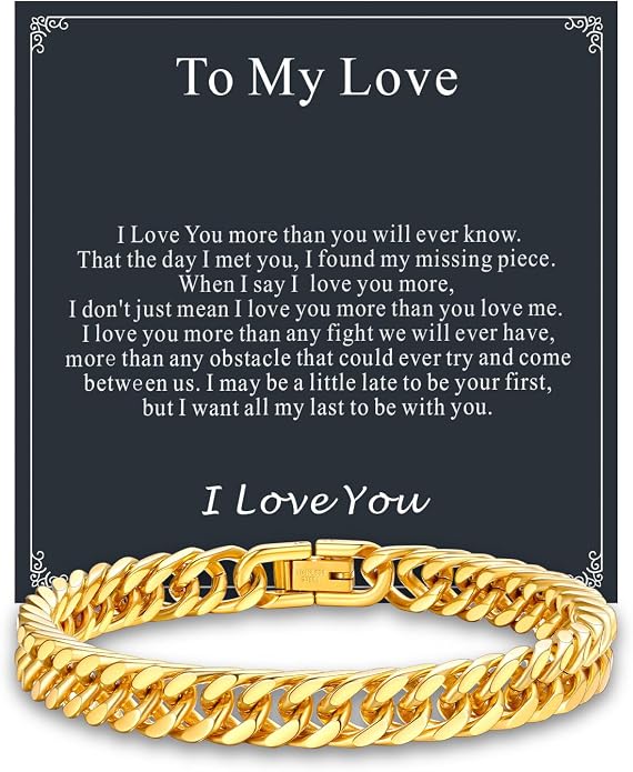 Supcare Unique Anniversary Birthday Valentines Fathers Day Stainless Steel Cuban Link Bracelets for Men Him, To My Man Dad Husband Love Always Remember Wrist Chain Bracelet Jewelry Gifts