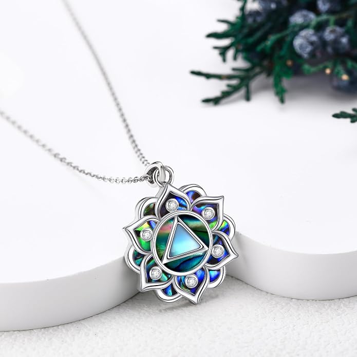 ONEFINITY Lotus Necklace 925 Sterling Silver Moonstone Pendant Necklace Yoga Lotus Jewelry for Women
