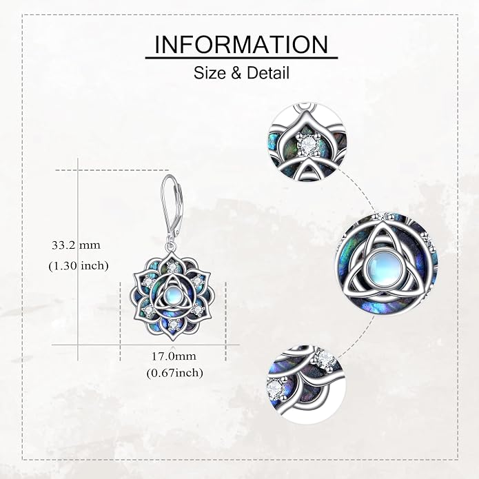 Lotus Earrings Sterling Silver Lotus Flower Dangle Drop Earrings Yoga Jewelry Gifts for Women