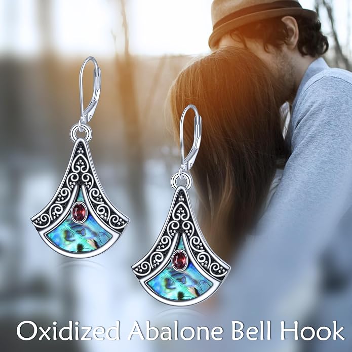 Abalone Shell Dangle Drop Earrings for Women 925 Sterling Silver Filigree Bohemian Earrings Jewelry Gift