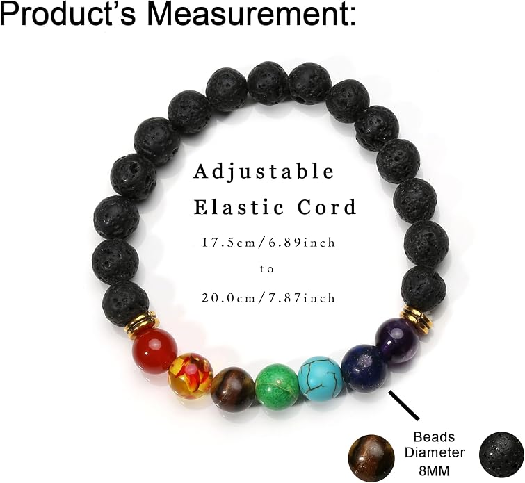 Eigso 7 Chakra Diffuser Bracelets Set for Women Men Reiki Healing Meditation Lava Rock Stone Beads