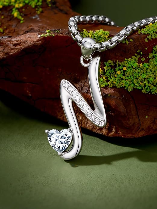 Birthday Gifts for Women Alphabet A to Z Initial Birthstone Pendant Necklaces for Women - 18k White Gold Plated Personalized Name Jewelry Anniversary Graduation Gifts for Wife Her Daughter Girlfriend(with Gift Box)