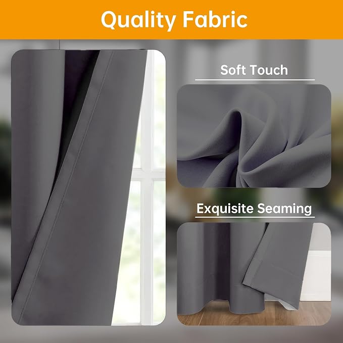 Room Divider Curtains Flexible Ceiling Tracks set Curtain track Ceiling Mount Blackout Curtain for Living Room Bedroom Ceiling Curtain Rod Privacy Dividers Panels W120 x H84 Grey Drape & Black rail