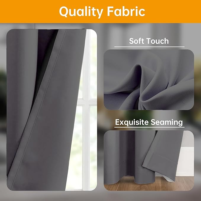 Room Divider Curtains Flexible Ceiling Tracks set Curtain track Ceiling Mount Blackout Curtain for Living Room Bedroom Ceiling Curtain Rod Privacy Dividers Panels W100 x H108 Grey Drape & Black rail