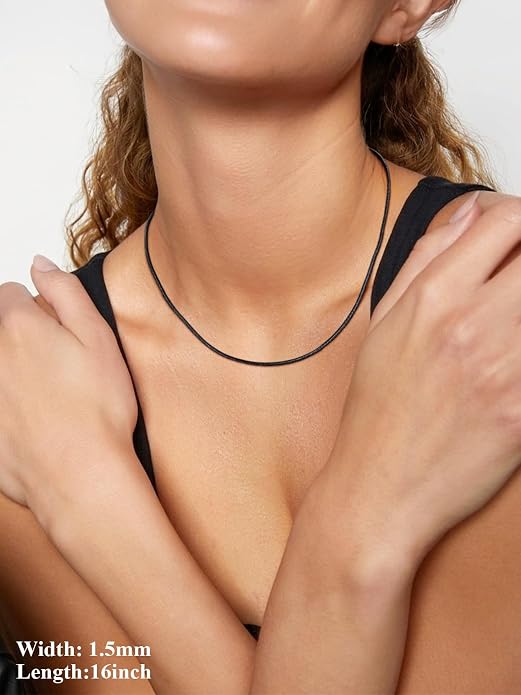 U7 Snake Necklace for Women 14K Gold Plated/Silver/Rose Gold/Black Chain Necklace Hypoallergenic, Stainless Steel Tiny Snake Chain Necklace 1/1.2/1.5/2MM, 14-30" Adjustable Minimalist Gift