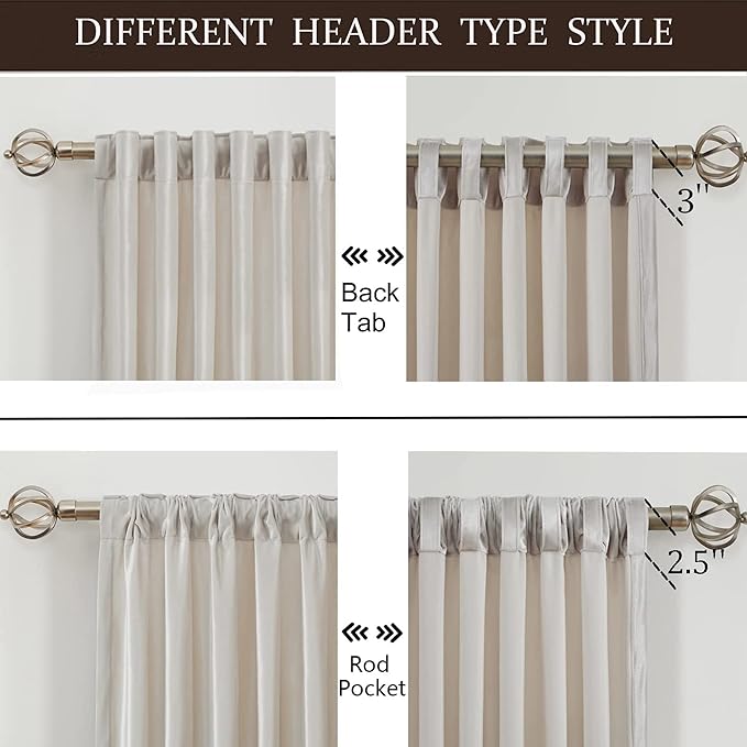 100% Blackout Ivory Off White Velvet Curtains 108 inch Long for Living Room,Set of 2 Panels Liner Rod Pocket Back Tab Thermal Window Drapes Room Darkening Heavy Decorative Curtains for Bedroom