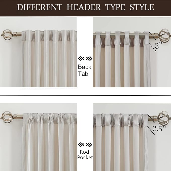 100% Blackout Ivory Off White Velvet Curtains 120 inch Long for Living Room,Set of 2 Panels Liner Rod Pocket Back Tab Thermal Window Drapes Room Darkening Heavy Decorative Curtains for Bedroom