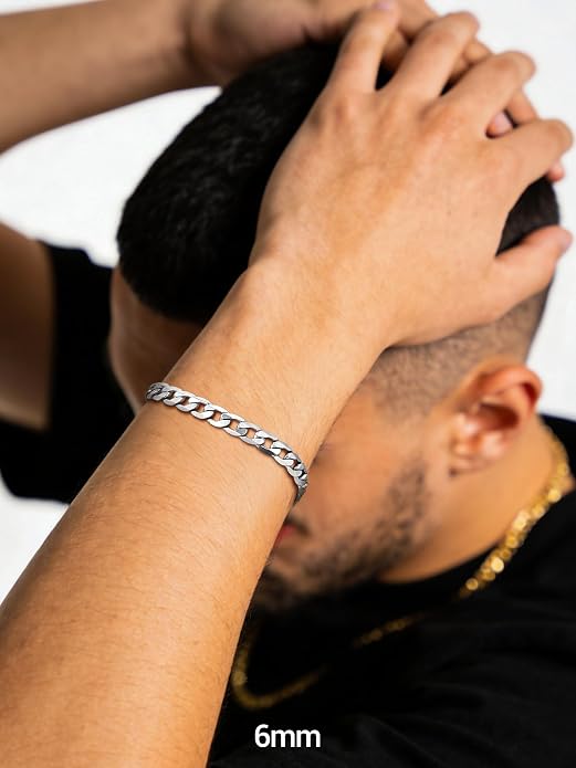 PROSTEEL Silver/Gold/Black Bracelets for Men Figaro Cuban Link, 6mm-13mm Width, 7.5"/8.3"/9" Length, Stainless Steel Mens Bracelet Jewelry with Gift Box
