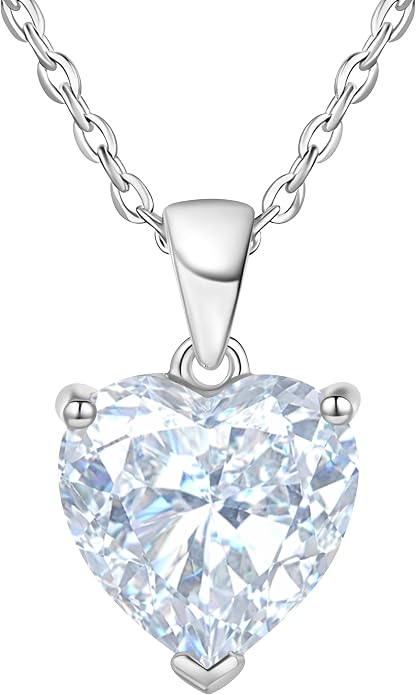 ADITA GOLD Bithstone Heart Necklace for Women with 925 Sterling Silver Chain, Simulated Birthstone Pendant, Jewelry
