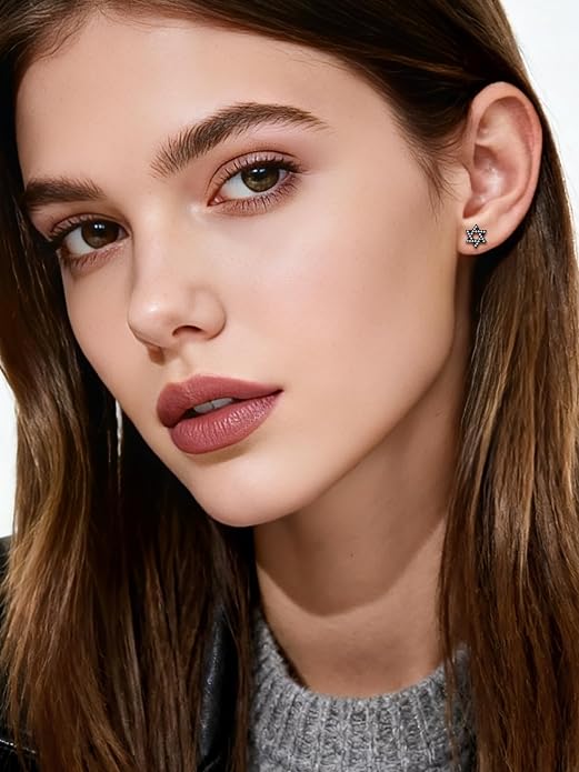 ChicSilver 925 Sterling Silver Earrings Dainty Bar/Circle/Triangle/Star/Ball Stud Earrings for Women with Gift Box, Hypoallergenic Earrings for Sensitive Ears