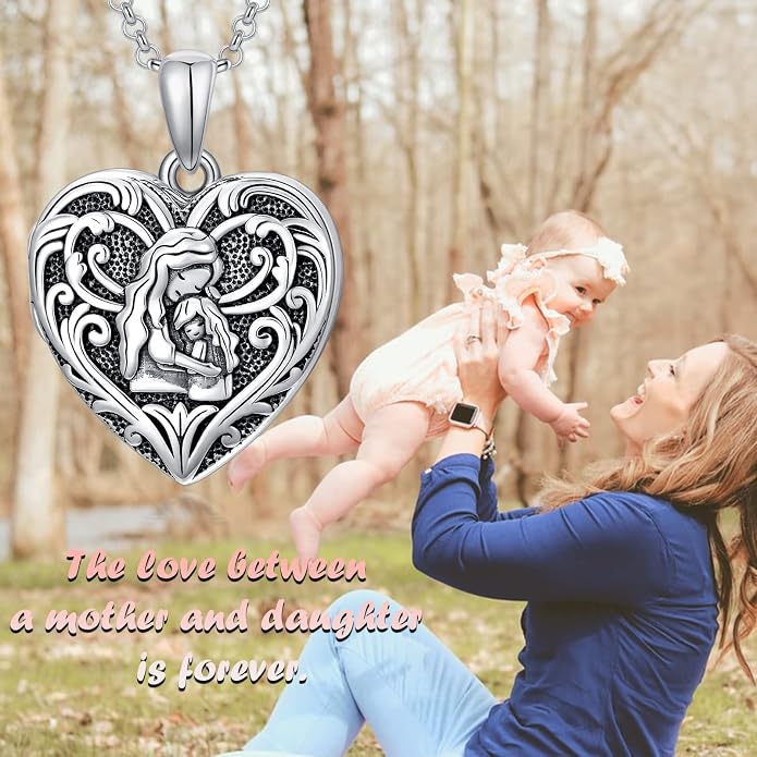 SOULMEET Personalized Silver Locket Necklace That Holds Pictures Photo Keep Someone Near to You, Memorial Custom Lockets Necklaces Letters Engraving for His Her