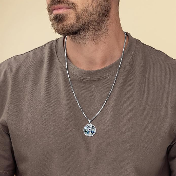 S925 Sterling Silver Poseidon Trident/Peace Sign/Coexist Peace Symbol/Pirate/Arrowhead/Flower of Life/Thor's Hammer Jewelry Necklace Gifts for Women Men