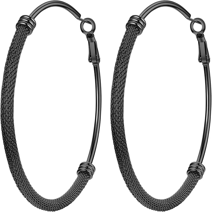 PROSTEEL 30/40/60/80/100mm Chunky Hoop Earrings For Women Gold Plated/Black Stainless Steel Hoops Earrings Statement Jewelry