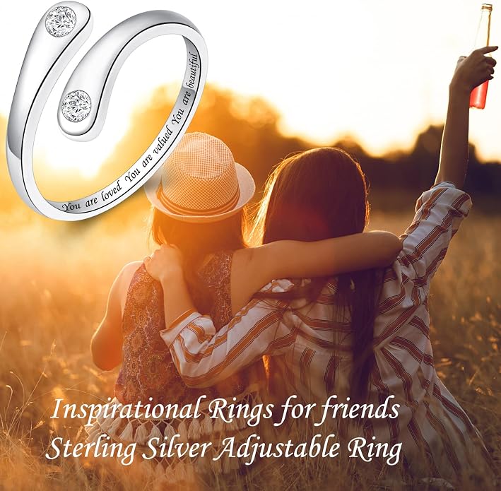 Fookduoduo 925 Sterling Silver Ring Inspirational Jewelry adjustable Wrap Open Rings for Women