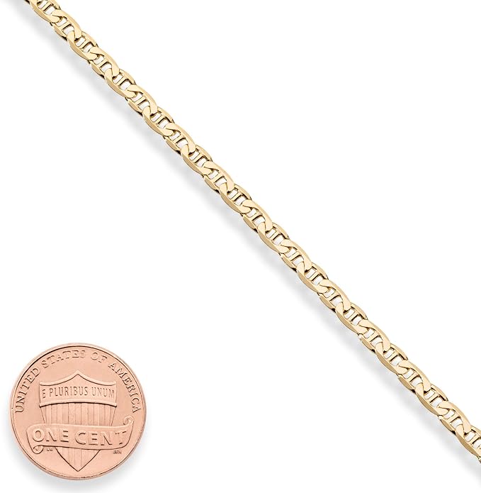 Miabella 18K Gold Plated 925 Sterling Silver Italian 3mm, 4mm Solid Diamond-Cut Mariner Link Chain Anklet Ankle Bracelet for Women, Made in Italy
