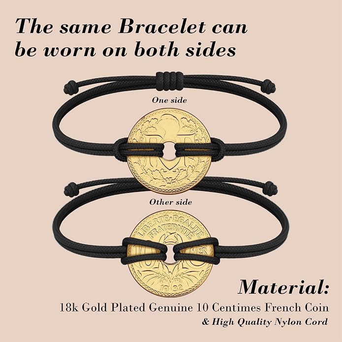 HOBBY OF KINGS Good Luck Coin Bracelet | 18k Gold Plated Wristband | Handmade Jewelry for Collectors and History Lovers