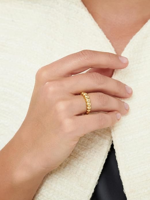DEVATA Gold or Rhodium Plated Sterling Silver 925 – Eternity, Band Ring for Women – Heart, Knot, Clover, Infinity, Mariner, Cable, Curb, Cuban, Figaro, Daisy, Rope, Ribbed, Dome