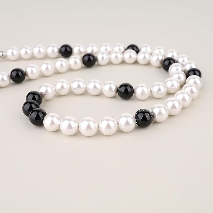 GAVU Men's Pearl Necklace, Pearl Jewelry Crystal Beaded Necklace for Men 20"/22"/24"/26"