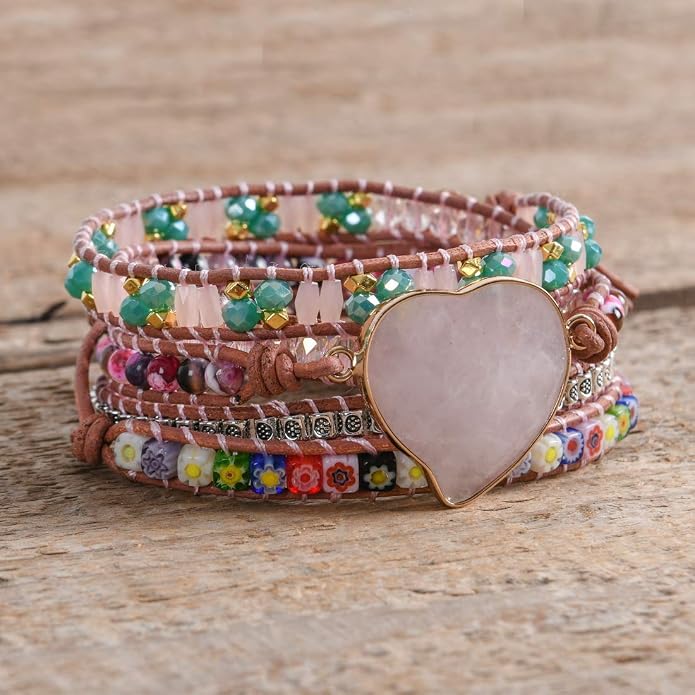 YGLINE Natural Stone Bracelet 3 Wraps Bracelet Handmade Boho Bracelet for Women Bracelet