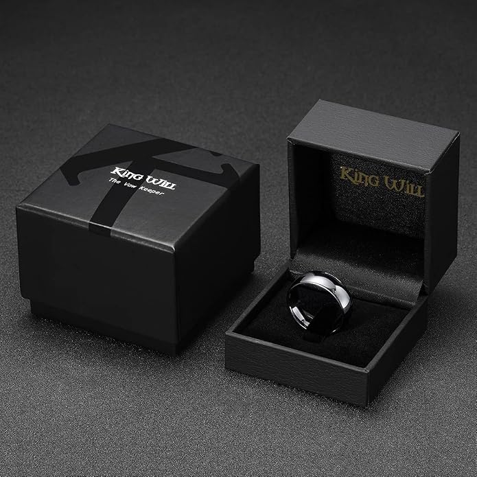 King Will Tungsten Carbide Wedding Band for Men Women Promise Rings for Couples Domed High Polish