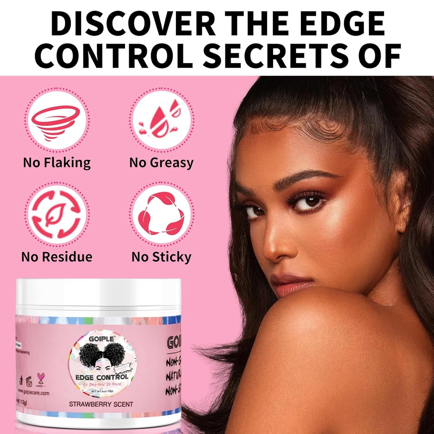 Edge Control Wax Strong Hold Non-greasy Hair Styling Gel - Edge Wax No Flaking Edge Control for Black Hair Edge Wax for Women Rosemary Hair Oil for Hair Growth Edge Brush Hair Braid Bonnet(7pcs)