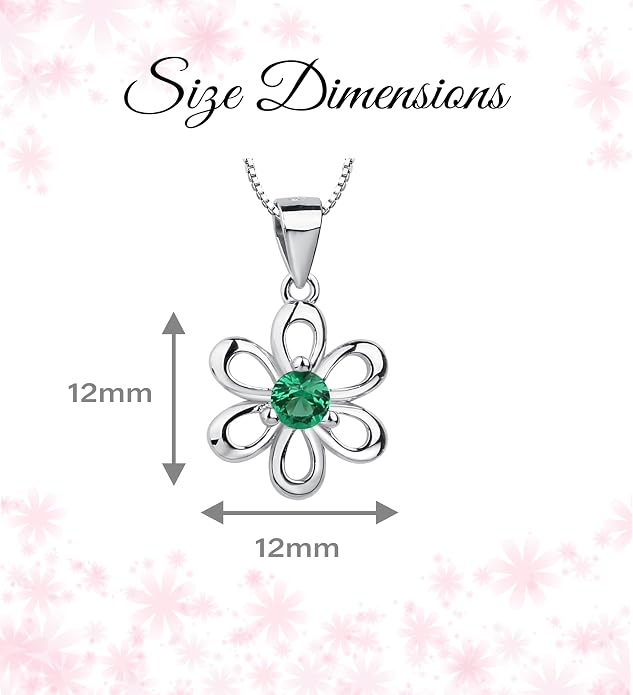 Cherished Moments .925 Sterling Silver Daisy Simulated Birthstone Necklace