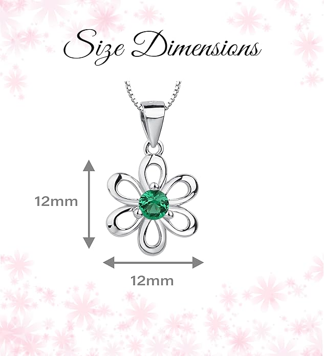 Cherished Moments .925 Sterling Silver Daisy Simulated Birthstone Necklace
