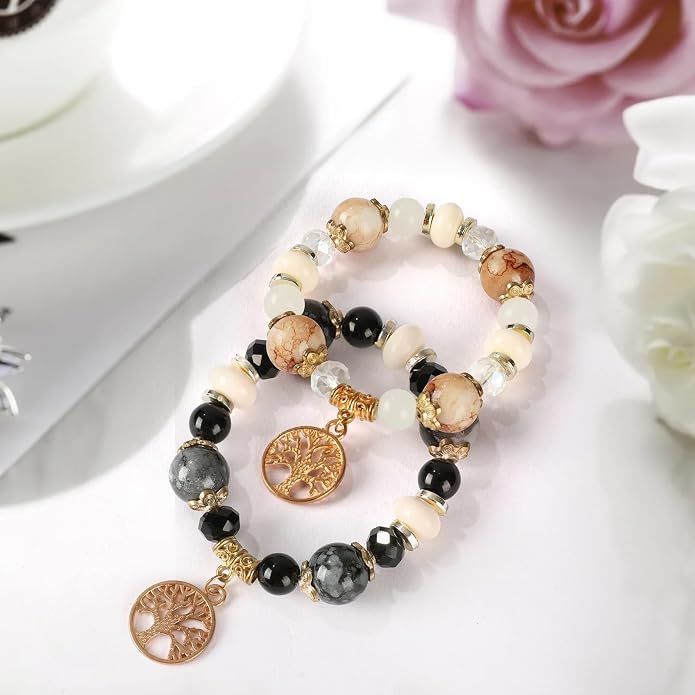 Pure Natural Round Gemstone Bracelet Healing Crystal Stretch Beaded Bracelet Suitable for Men and Women