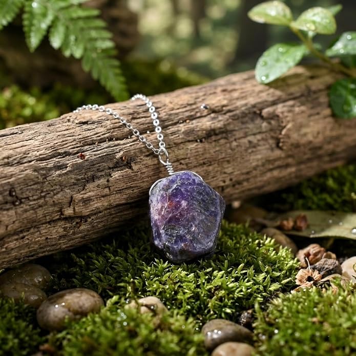 Raw Multi Gemstone Pendant Necklace for Women, Healing Crystal Chakra Stone Birthstone, 925 Sterling Silver Birthday Christmas Gifts for Her