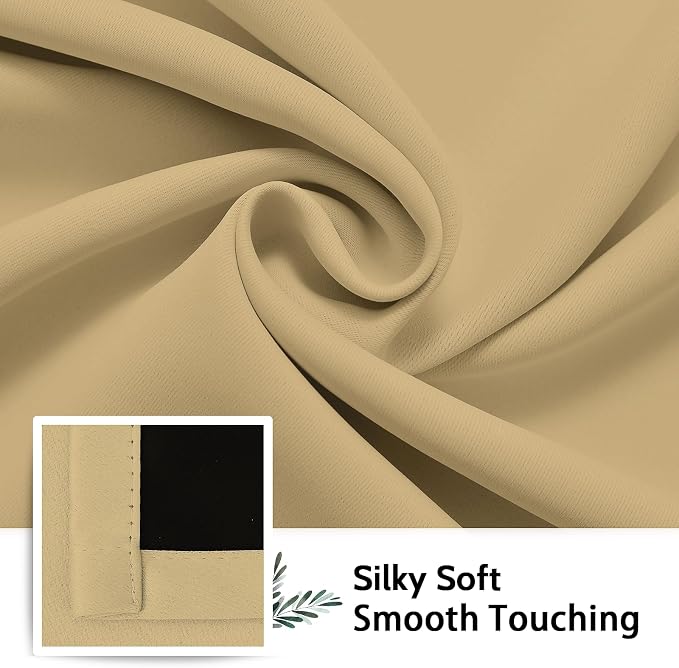 SimpleHome Biscotti Beige 100% Blackout Curtains Room Darken Living Room 84 | Curtains for Bedroom,Thermal Insulated Grommet Window Drapes,Curtains for Living Room with Black Back,52 x 84 Inch,2 Panels