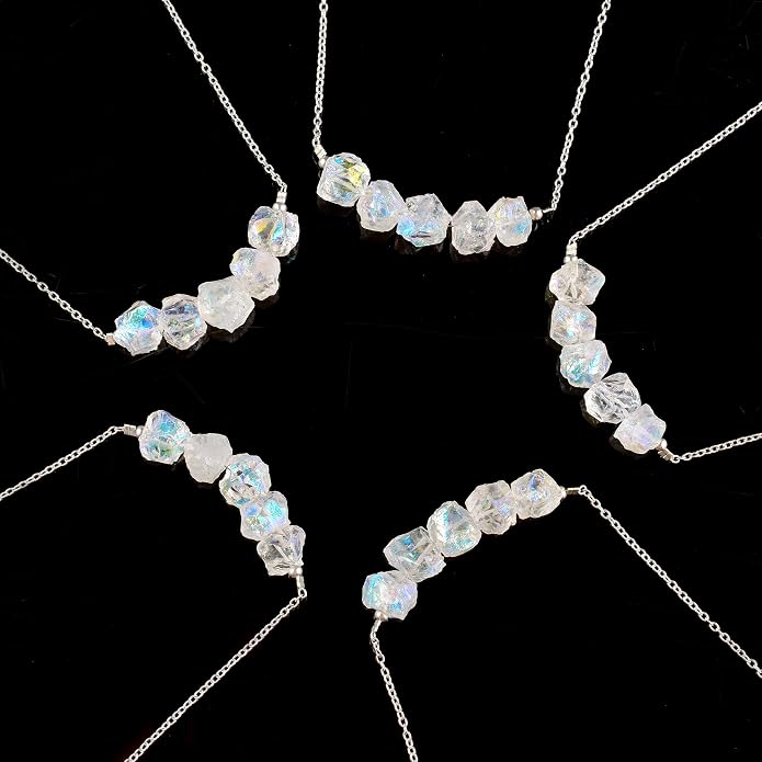 Natural Angel Aura Quartz Crystals Pendant Necklace, Cabochon Gemstone, Energy Healing Crystals, Birthday, Gift for Her, Gemstone Jewelry 18 inch AAA+ Quality